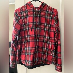 L.L.Bean Women's Scotch Plaid Flannel Shirt Relaxed Zip Hoodie
Size Extra Small